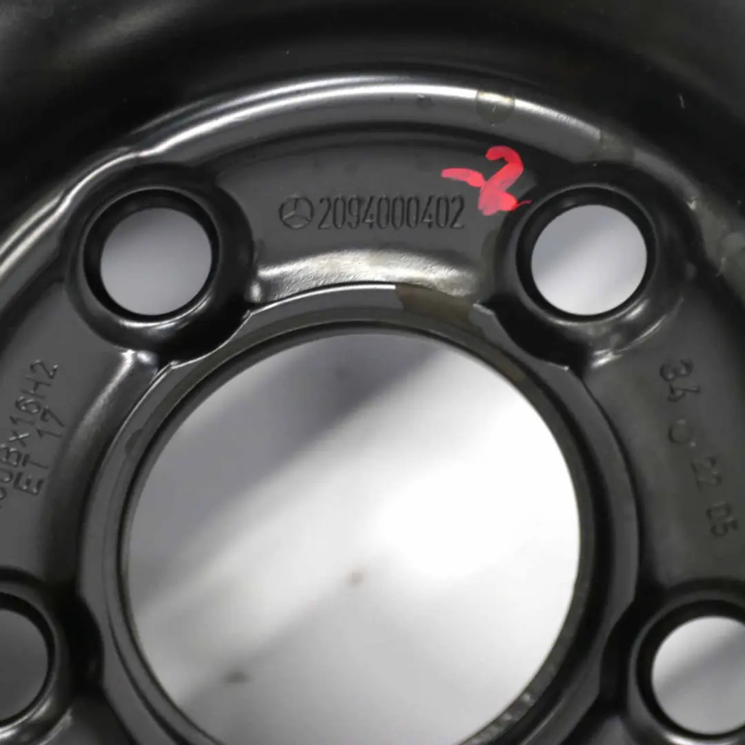 Roue secours Mercedes W203 C209 Compact Wheel Steel R16 Tyre 125/90 A2094000402 pour à propos du numéro de pièce A1694000802 Roue secours Mercedes W203 C209 Compact Wheel Steel R16 Tyre 125/90 A2094000402 - SKU A2094000402-2 - Numéro de pièce A1694000802