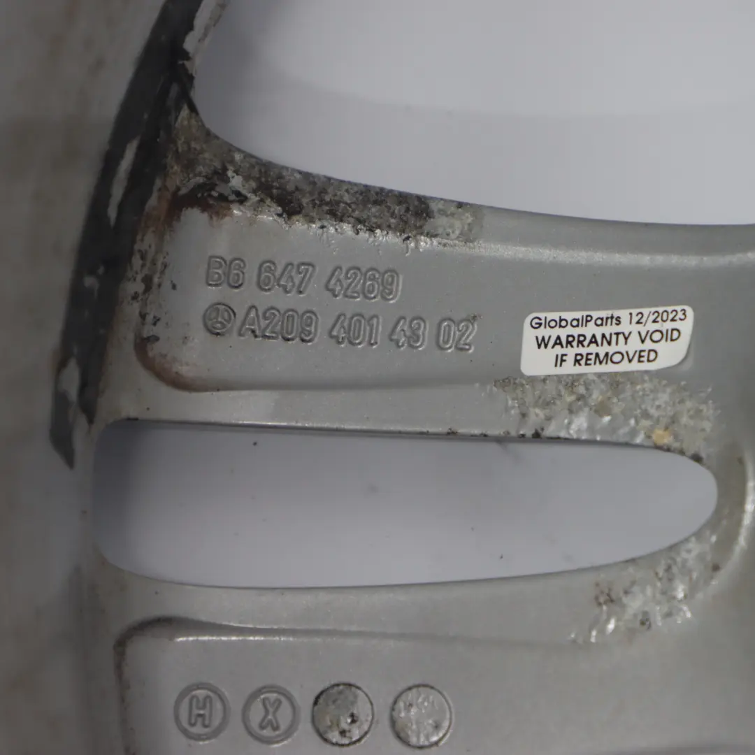 Alloy Wheel Rim Double Spoke 17" 8.5J ET:30 to Mercedes C209 Silver with Part number A2094014302 Mercedes C209 Silver Alloy Wheel Rim Double Spoke 17" 8.5J ET:30 - SKU A2094014302 - Part number A2094014302