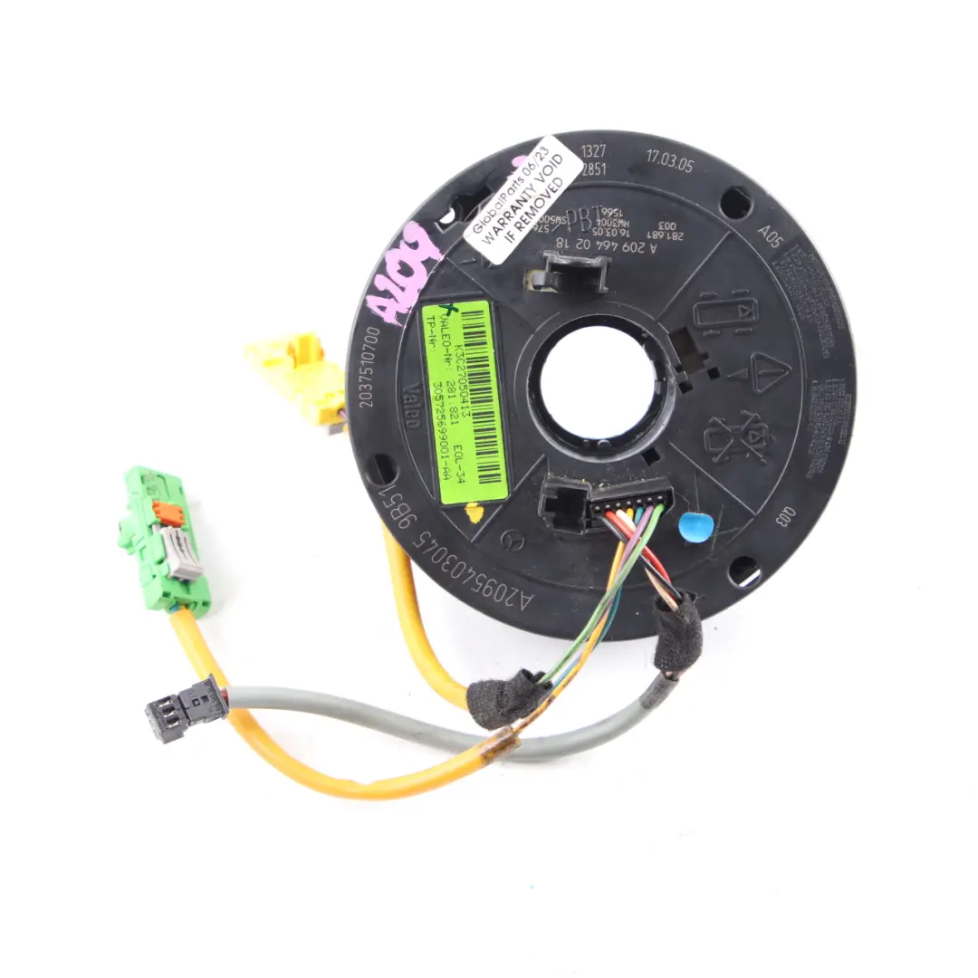 Capteur d'Angle Direction Bague Module Air Squib pour Mercedes CLK W209 à propos du numéro de pièce A2095403045 Mercedes CLK W209 Capteur d'Angle Direction Bague Module Air Squib - SKU A2095403045 - Numéro de pièce A2095403045