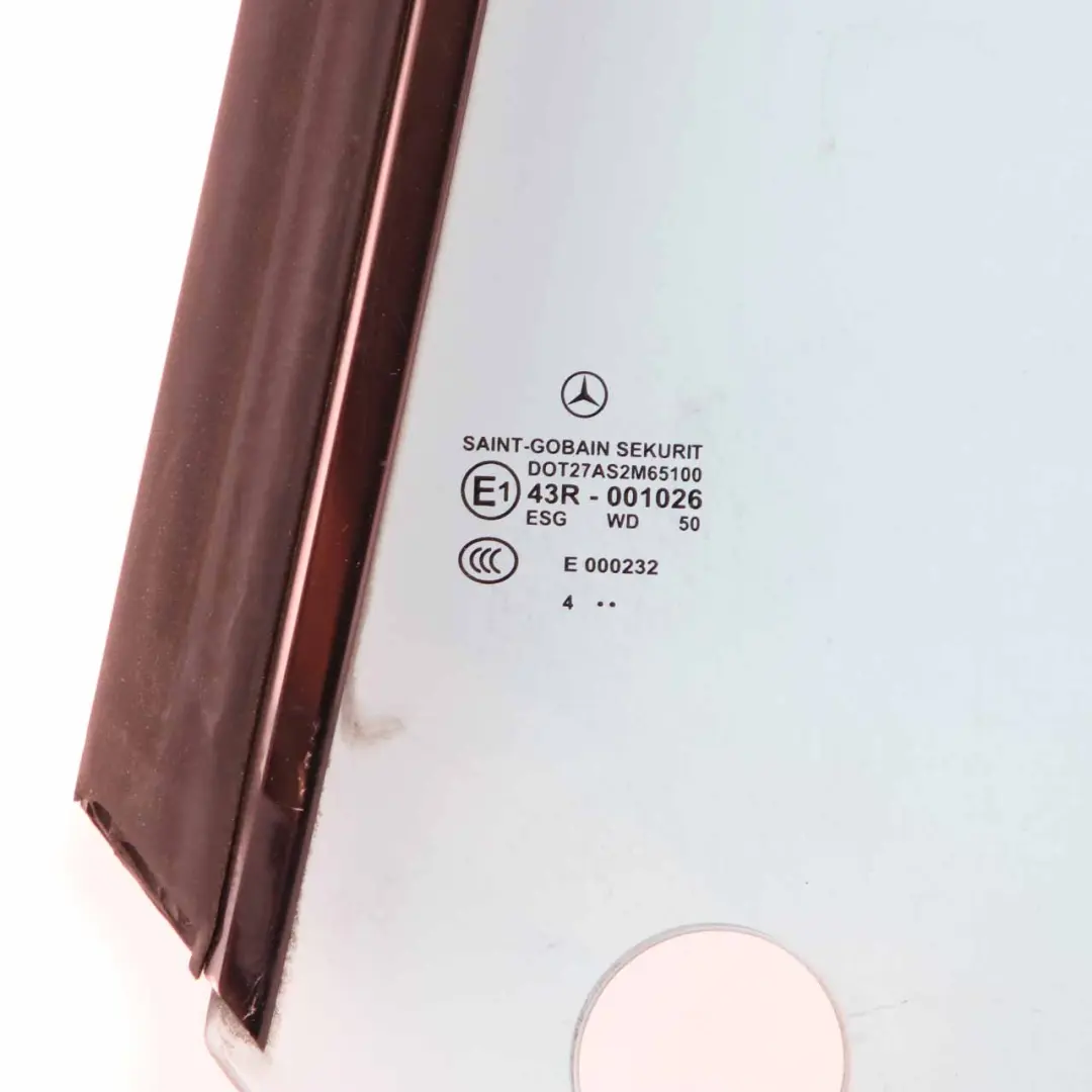 Window Glass Rear Left N/S Glazing Green AS2 to Mercedes A209 with Part number A2096700710 Mercedes A209 Window Glass Rear Left N/S Glazing Green AS2 - SKU A2096700710 - Part number A2096700710