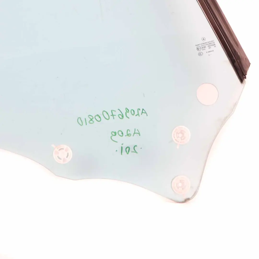 Window Glass Rear Right O/S Glazing Green AS2 to Mercedes A209 with Part number A2096700810 Mercedes A209 Window Glass Rear Right O/S Glazing Green AS2 - SKU A2096700810 - Part number A2096700810