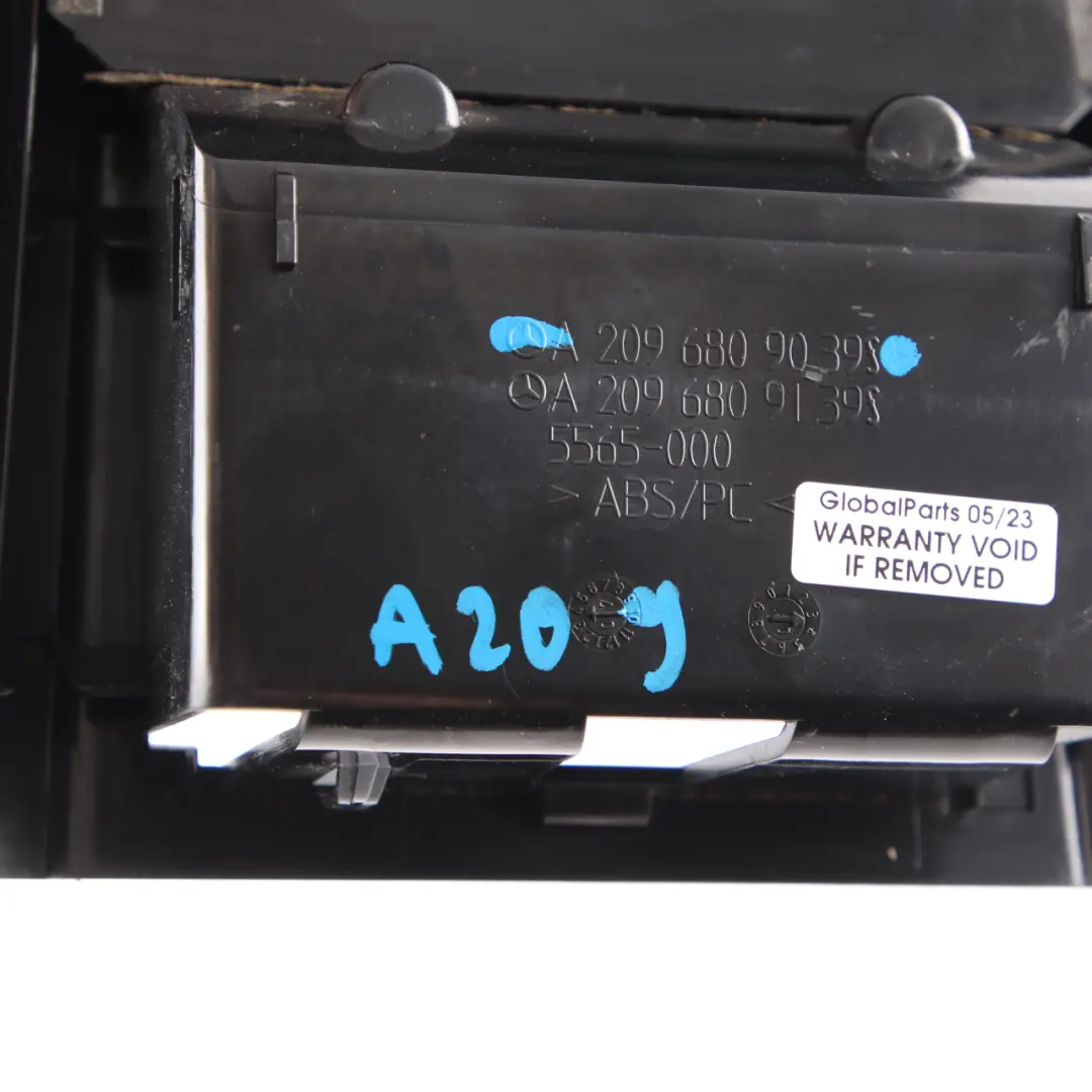 Mercedes W209 Mittelkonsole hinten Lüftungsdüse Grill Trim schwarz - SKU A2096809039 - Teilenummer A2096809039