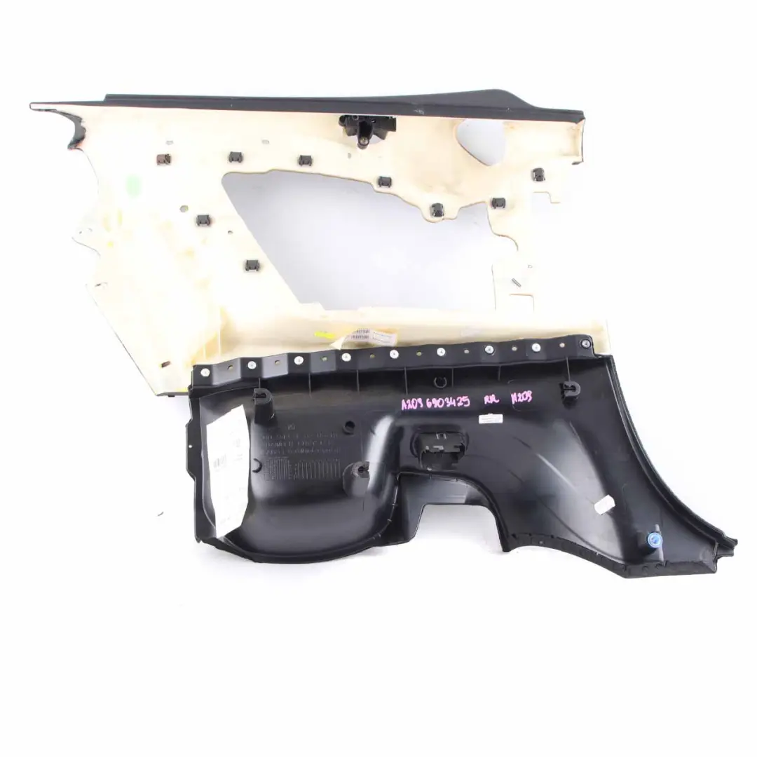 Lateral Trim Rear Right O/S Trim Panel Cover Cloth Fabric to Mercedes A209 with Part number A2096903425 Mercedes A209 Lateral Trim Rear Right O/S Trim Panel Cover Cloth Fabric - SKU A2096903425 - Part number A2096903425