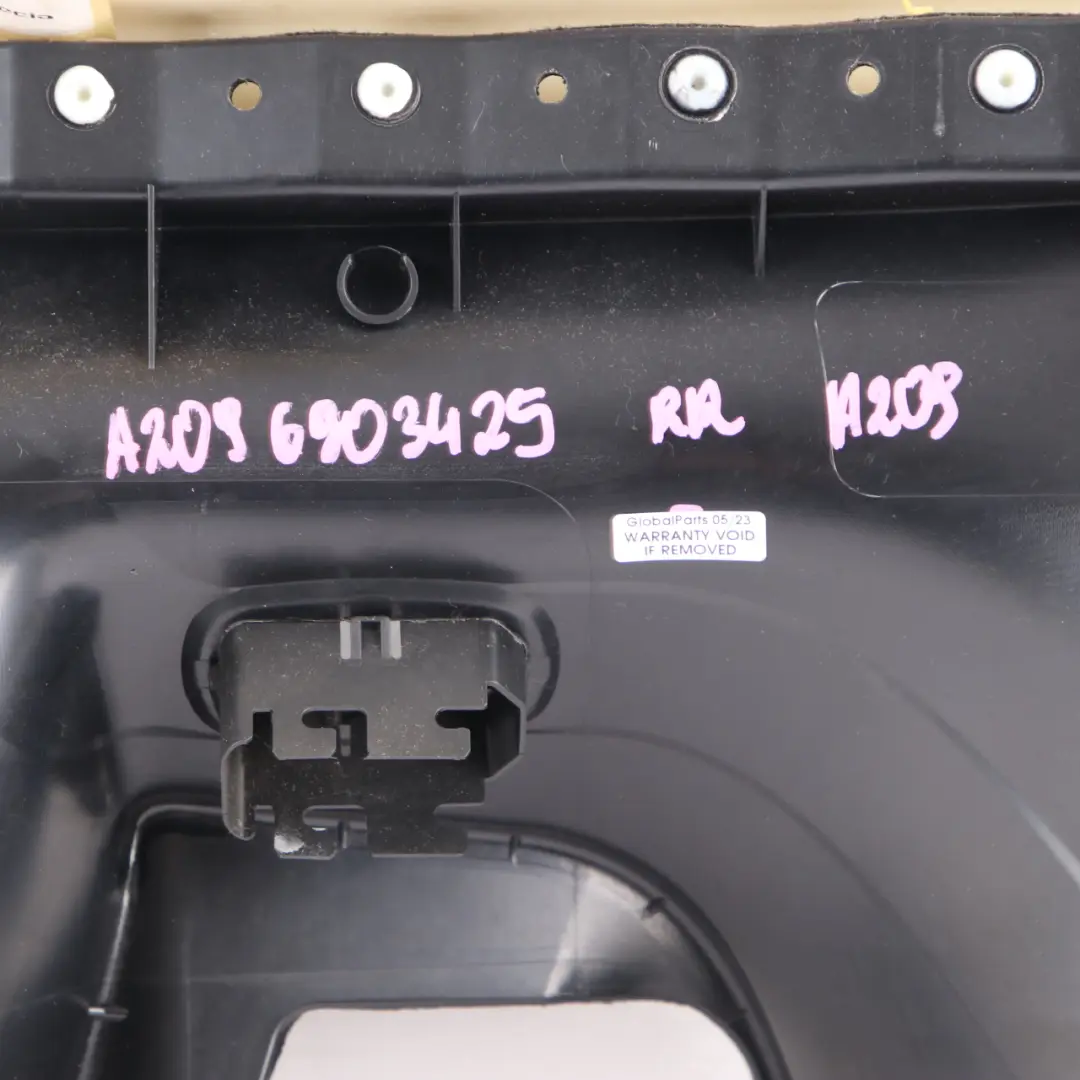 Lateral Trim Rear Right O/S Trim Panel Cover Cloth Fabric to Mercedes A209 with Part number A2096903425 Mercedes A209 Lateral Trim Rear Right O/S Trim Panel Cover Cloth Fabric - SKU A2096903425 - Part number A2096903425