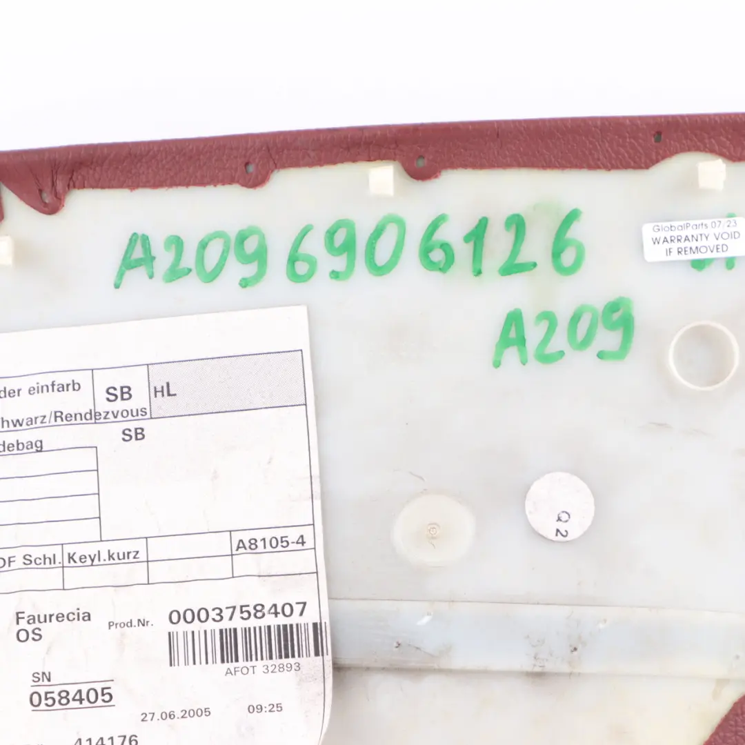  Lateral Panel Mercedes A209 Convertible Rear Left N/S Quarter Finisher Trim Red - SKU A2096906126 - Part number A2096906126