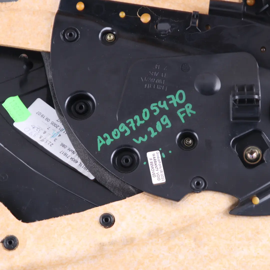 Door Card Front Right O/S Door Lining Trim Panel Leather to Mercedes CLK C209 with Part number A2097205470 Mercedes CLK C209 Door Card Front Right O/S Door Lining Trim Panel Leather - SKU A2097205470 - Part number A2097205470