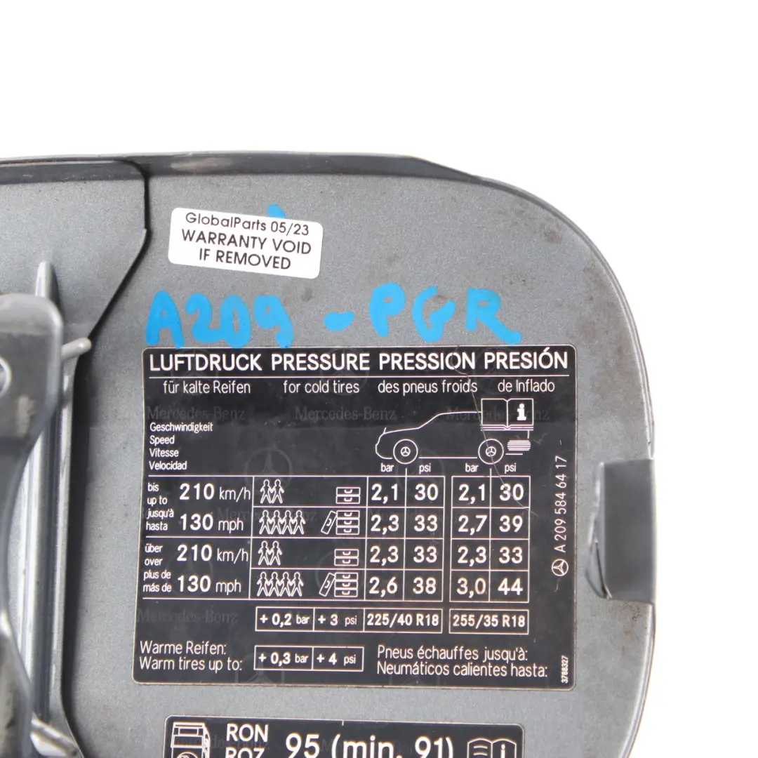 Filler Fill In Flap Tank Cap Cover Perlite Grey - 747 to Mercedes CLK W209 Fuel with Part number A2097500206 Mercedes CLK W209 Fuel Filler Fill In Flap Tank Cap Cover Perlite Grey - 747 - SKU A2097500206-PGR - Part number A2097500206