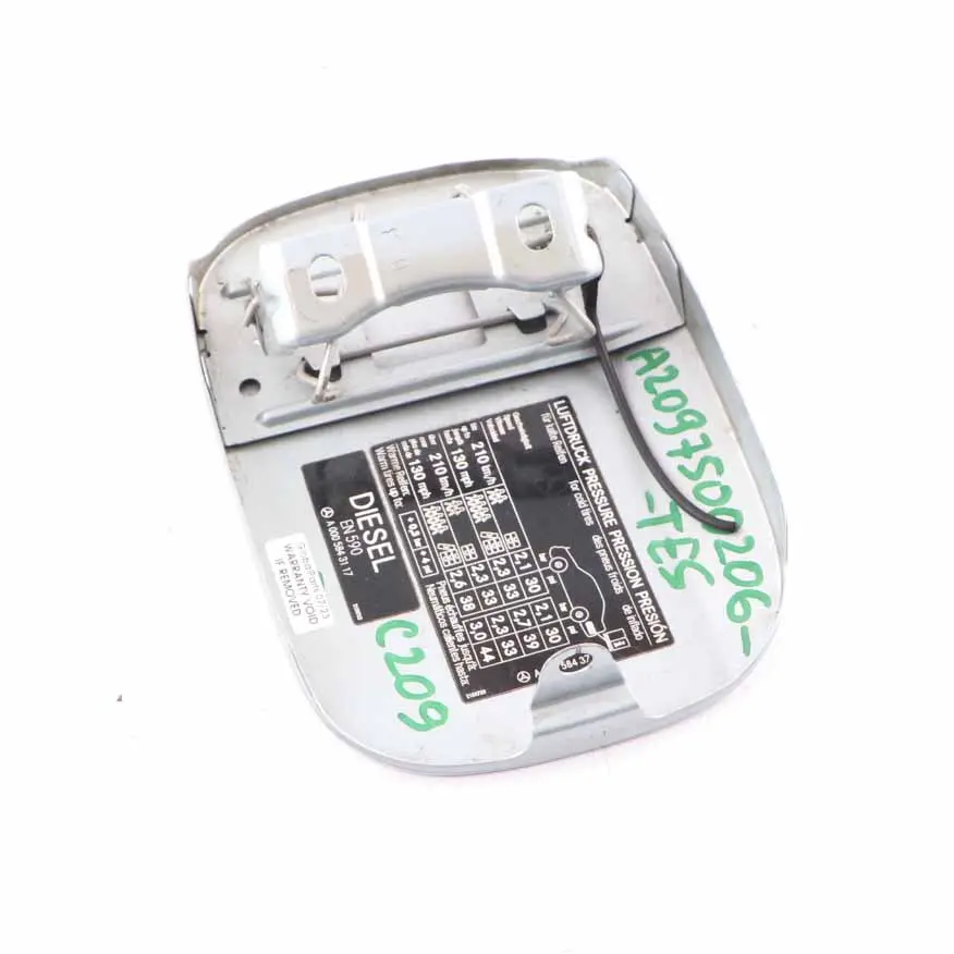 Mercedes CLK C209 Fuel Filler Fill In Flap Tank Cap Cover Tellurium Silver - 762 - SKU A2097500206-TES - Part number A2097500206