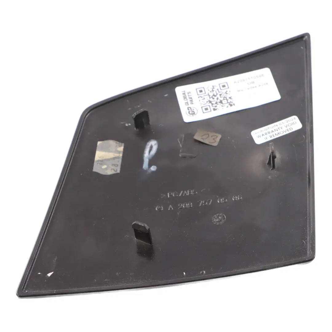 Mercedes A209 Convertible Roof Hinge Cover Left N/S Obsidian Black Metallic 197 - SKU A2097570506-OB - Part number A2097570506