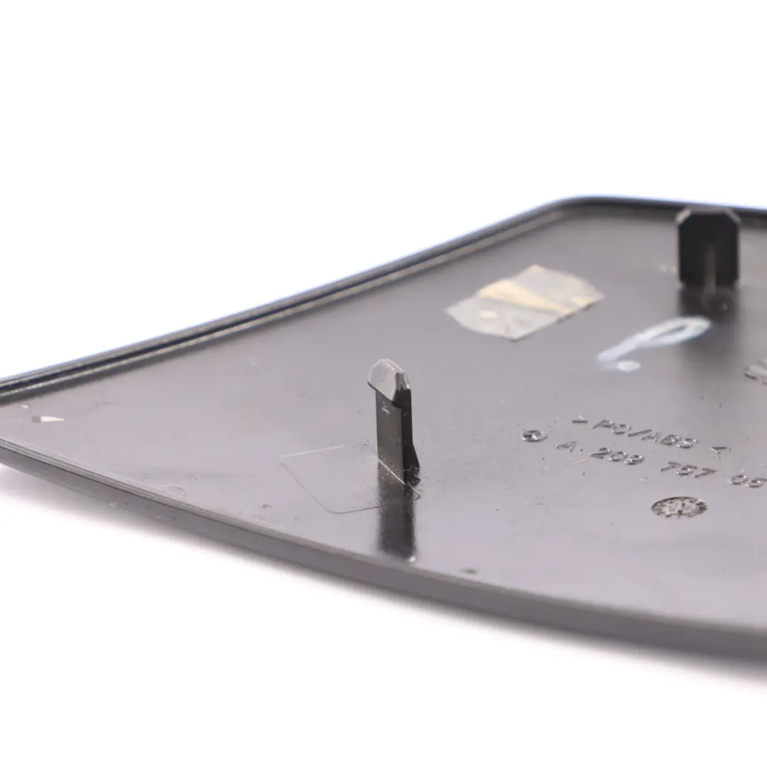 Roof Hinge Cover Left N/S Obsidian Black Metallic 197 to Mercedes A209 Convertible with Part number A2097570506 Mercedes A209 Convertible Roof Hinge Cover Left N/S Obsidian Black Metallic 197 - SKU A2097570506-OB - Part number A2097570506
