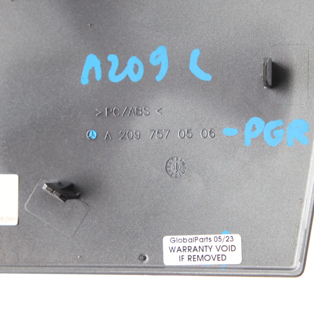 Roof Hinge Cover Left N/S Perlite Grey 747 to Mercedes W209 Convertible with Part number A2097570506 Mercedes W209 Convertible Roof Hinge Cover Left N/S Perlite Grey 747 - SKU A2097570506-PGR - Part number A2097570506