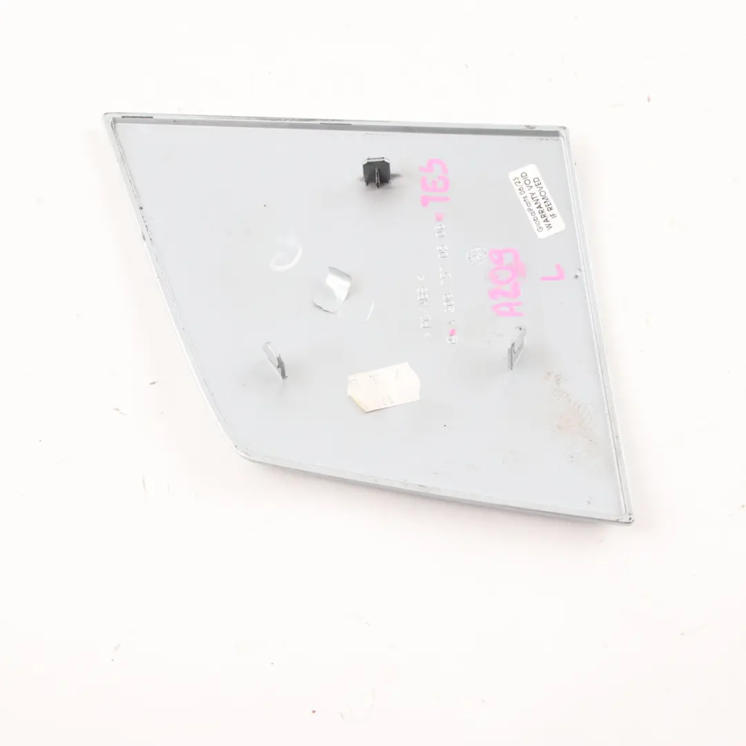 Roof Hinge Cover Left N/S Tellurium Silver to Mercedes W209 Convertible with Part number A2097570506 Mercedes W209 Convertible Roof Hinge Cover Left N/S Tellurium Silver - SKU A2097570506-TES - Part number A2097570506