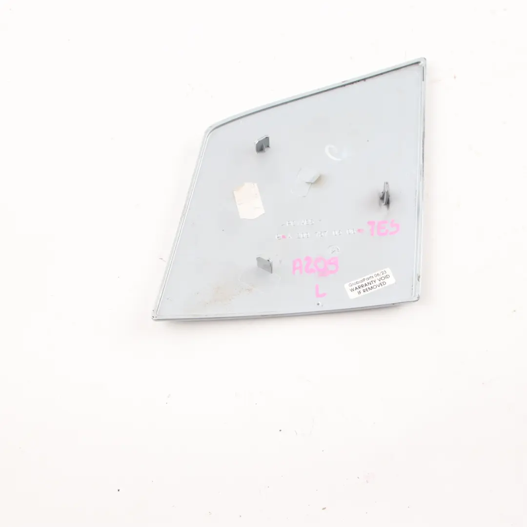 Roof Hinge Cover Left N/S Tellurium Silver to Mercedes W209 Convertible with Part number A2097570506 Mercedes W209 Convertible Roof Hinge Cover Left N/S Tellurium Silver - SKU A2097570506-TES - Part number A2097570506