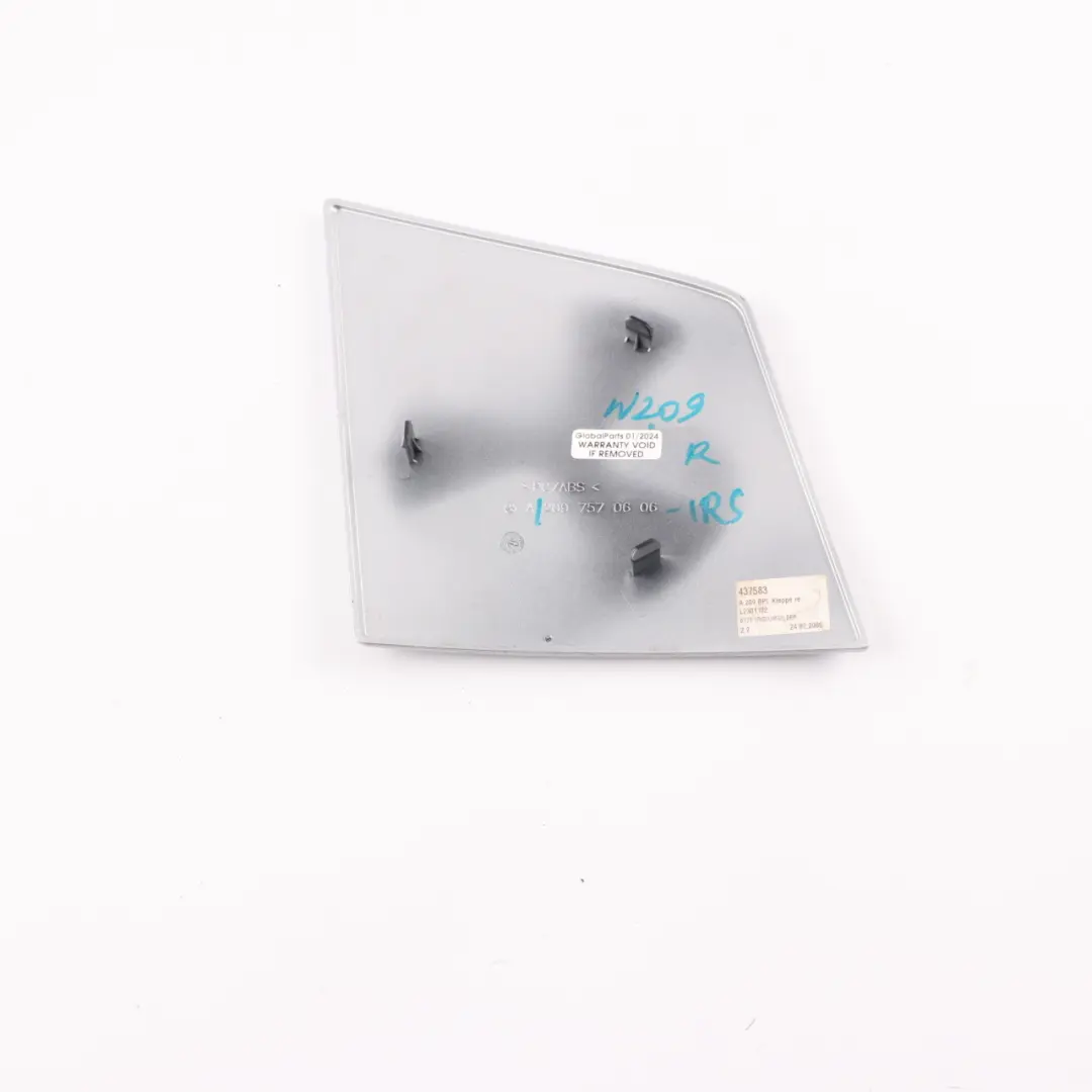 Mercedes W209 Cabrio Roof Hinge Cover Right O/S Iridium Silver - 775 - SKU A2097570606-IRS - Part number A2097570606