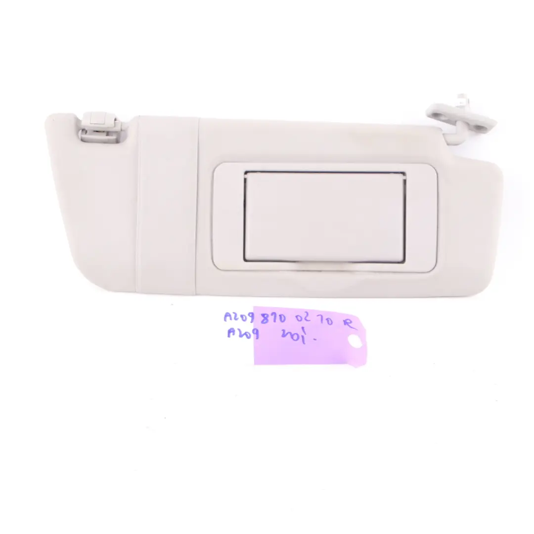Sun Visor Cover Trim Mirror Right O/S Grey to Mercedes A209 Convertible with Part number A2098100210 Mercedes A209 Convertible Sun Visor Cover Trim Mirror Right O/S Grey - SKU A2098100210 - Part number A2098100210