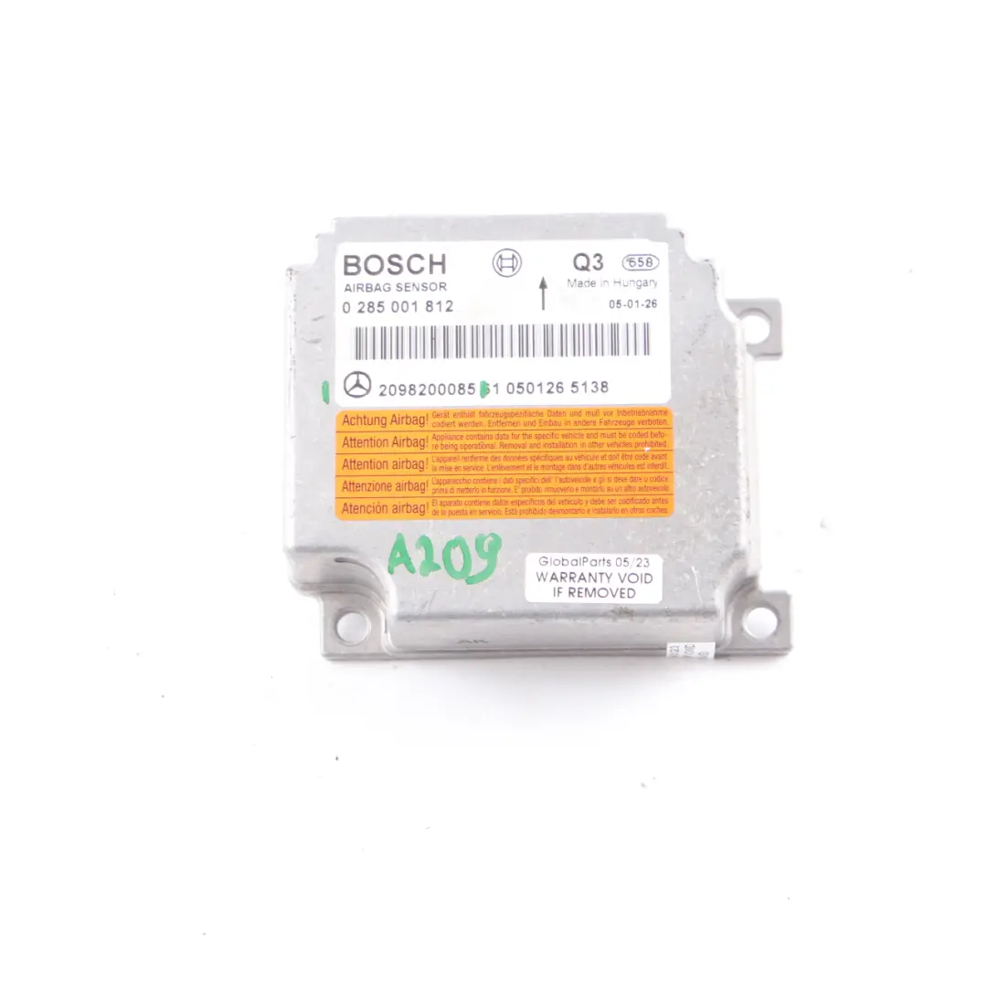 Mercedes W209 Convertible Air Module SRS Control Unit ECU - SKU A2098200085 - Part number A2098200085
