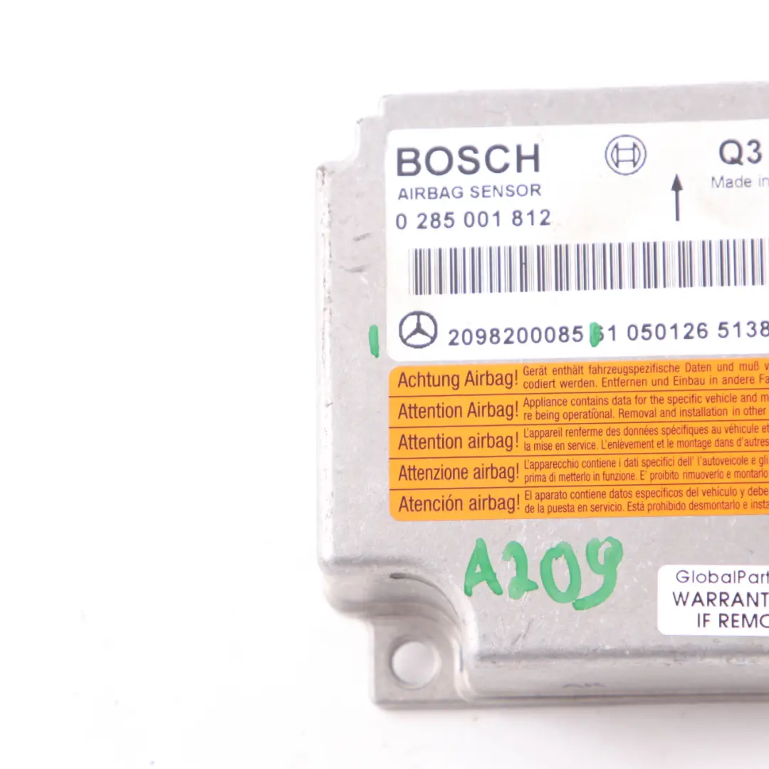 Modulo aria Unità di controllo ECU per Mercedes W209 Cabrio con numero di parte A2098200085 Mercedes W209 Cabrio Modulo aria Unità di controllo ECU - SKU A2098200085 - Numero di parte A2098200085