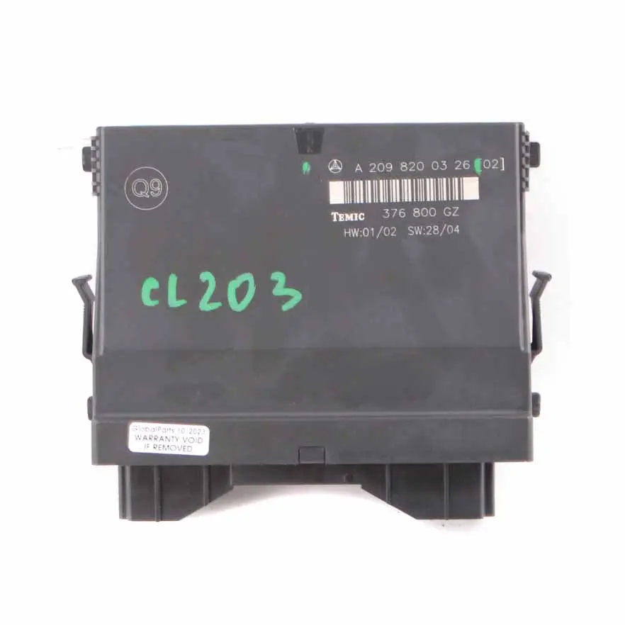 Unità Modulo Controllo Corpo Temic 376 800 GZ per Mercedes C209 con numero di parte A2098200326 Mercedes C209 Unità Modulo Controllo Corpo Temic 376 800 GZ - SKU A2098200326 - Numero di parte A2098200326