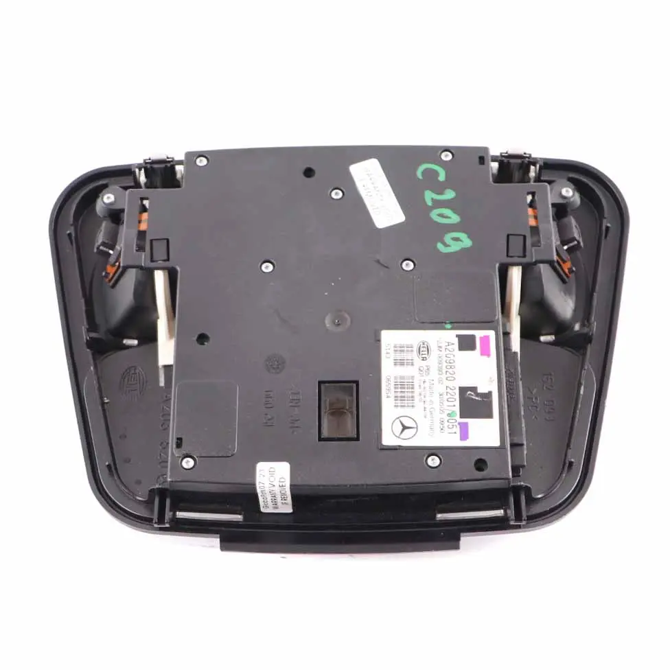 Interior Roof Reading Light Lamp Panel Black to Mercedes CLK C209 W209 with Part number A2098202201 Mercedes CLK C209 W209 Interior Roof Reading Light Lamp Panel Black - SKU A2098202201 - Part number A2098202201