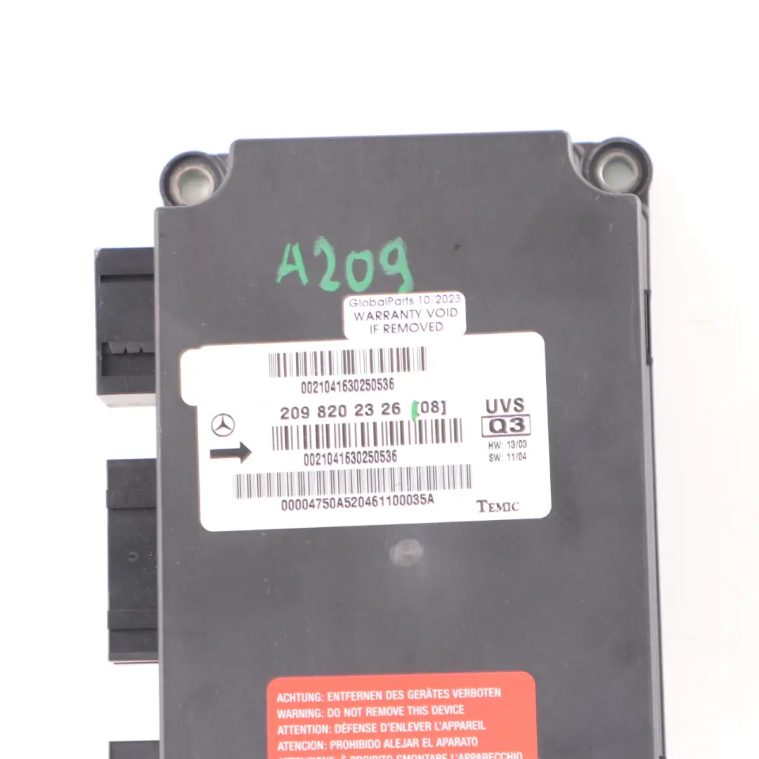 Roof Top Control Unit Module ECU to Mercedes CLK W209 Convertible with Part number A2098202326 Mercedes CLK W209 Convertible Roof Top Control Unit Module ECU - SKU A2098202326 - Part number A2098202326