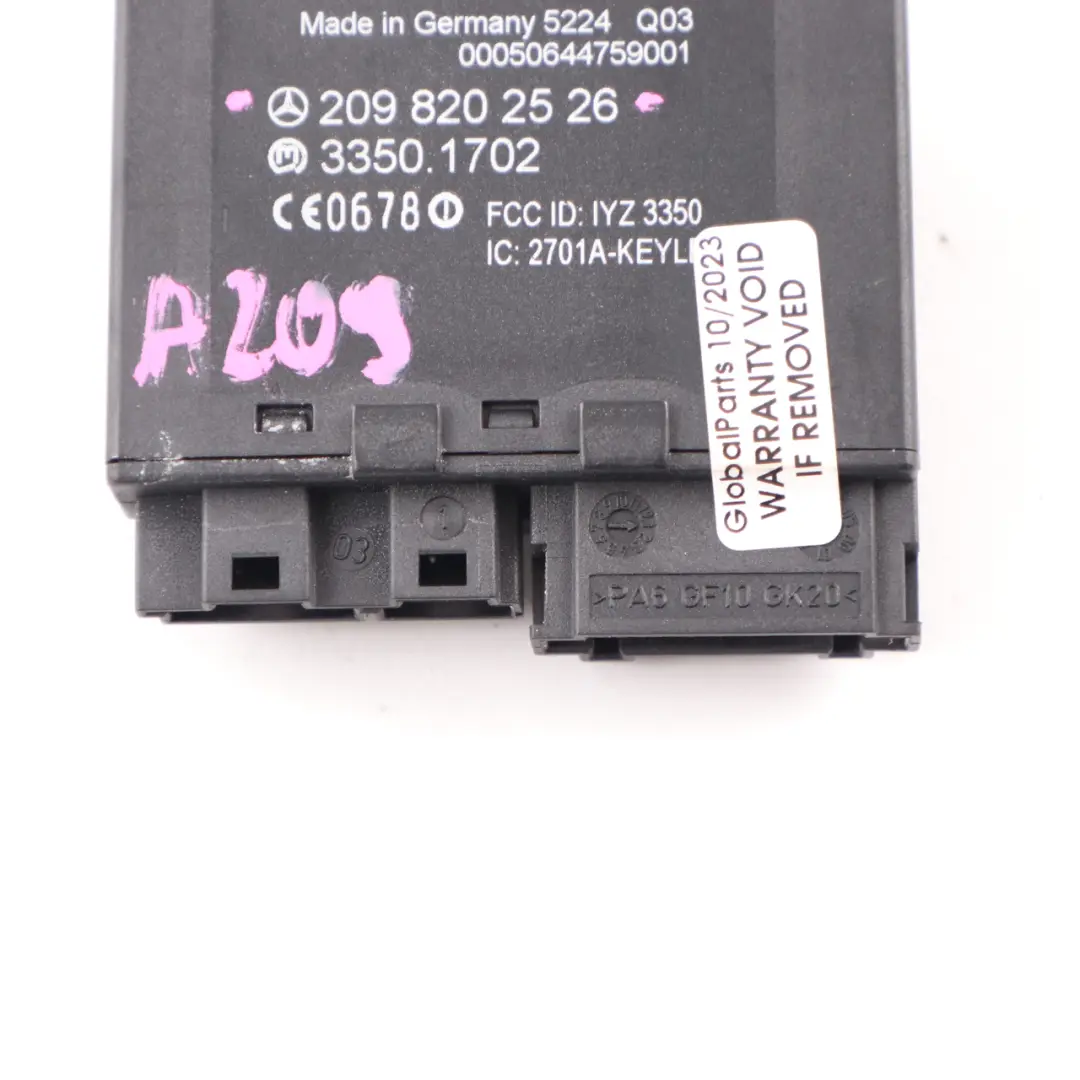 Keyless Go Module ECU Entry Door Control Unit to Mercedes CLK C209 with Part number A2098202526 Mercedes CLK C209 Keyless Go Module ECU Entry Door Control Unit - SKU A2098202526 - Part number A2098202526