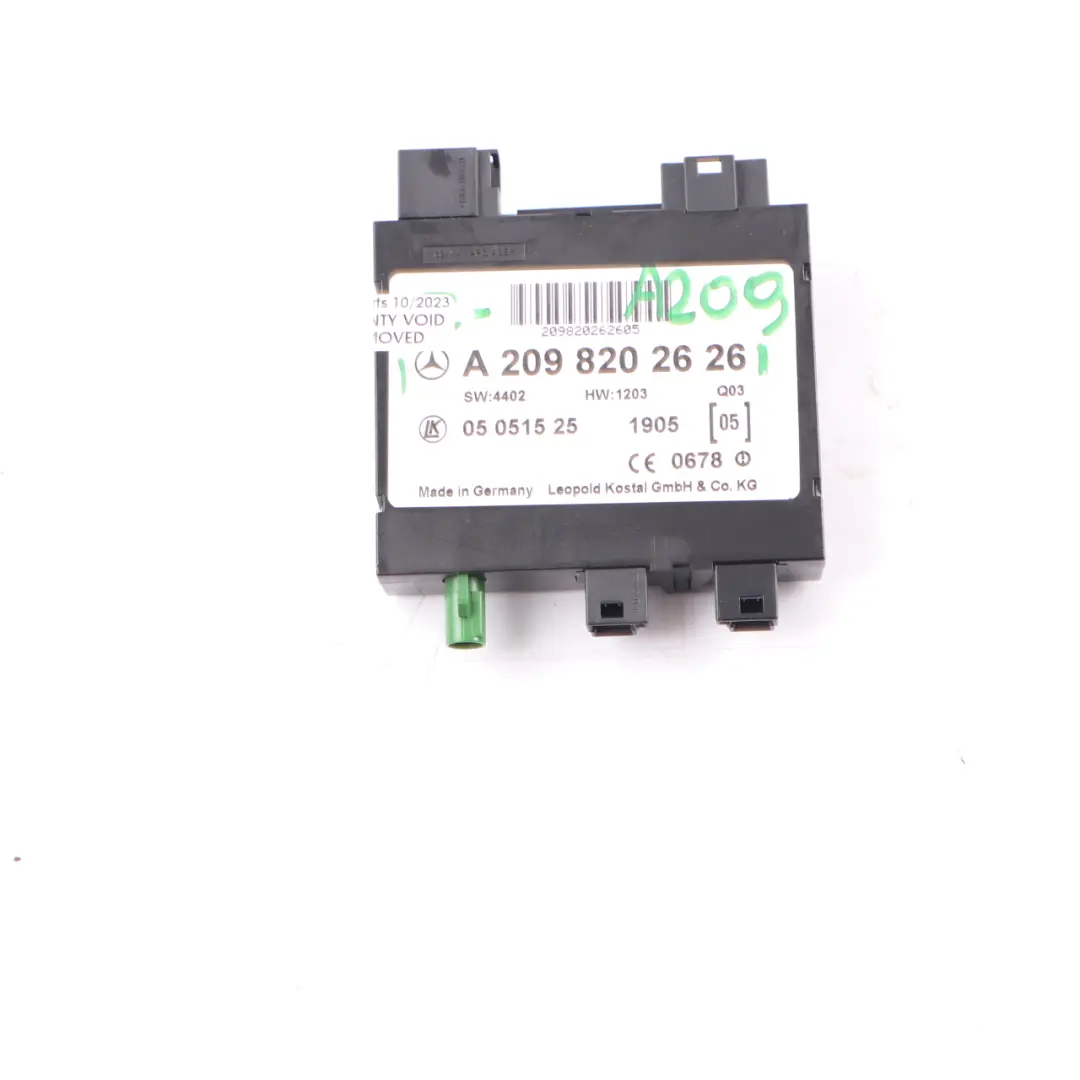 Keyless Go Module ECU Door Lock Control Unit to Mercedes CLK C209 with Part number A2098202626 Mercedes CLK C209 Keyless Go Module ECU Door Lock Control Unit - SKU A2098202626 - Part number A2098202626