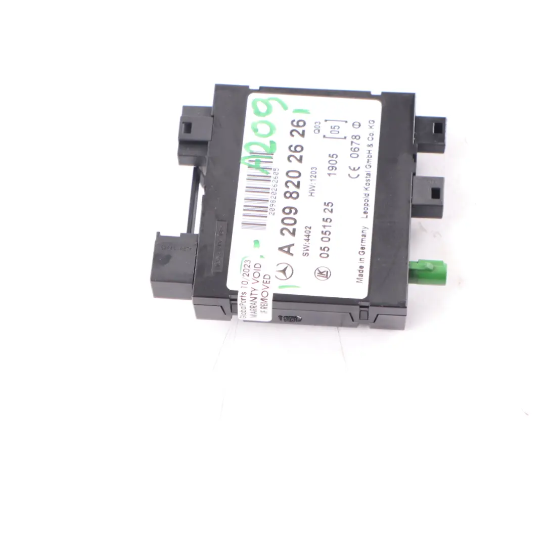 Keyless Go Module ECU Door Lock Control Unit to Mercedes CLK C209 with Part number A2098202626 Mercedes CLK C209 Keyless Go Module ECU Door Lock Control Unit - SKU A2098202626 - Part number A2098202626