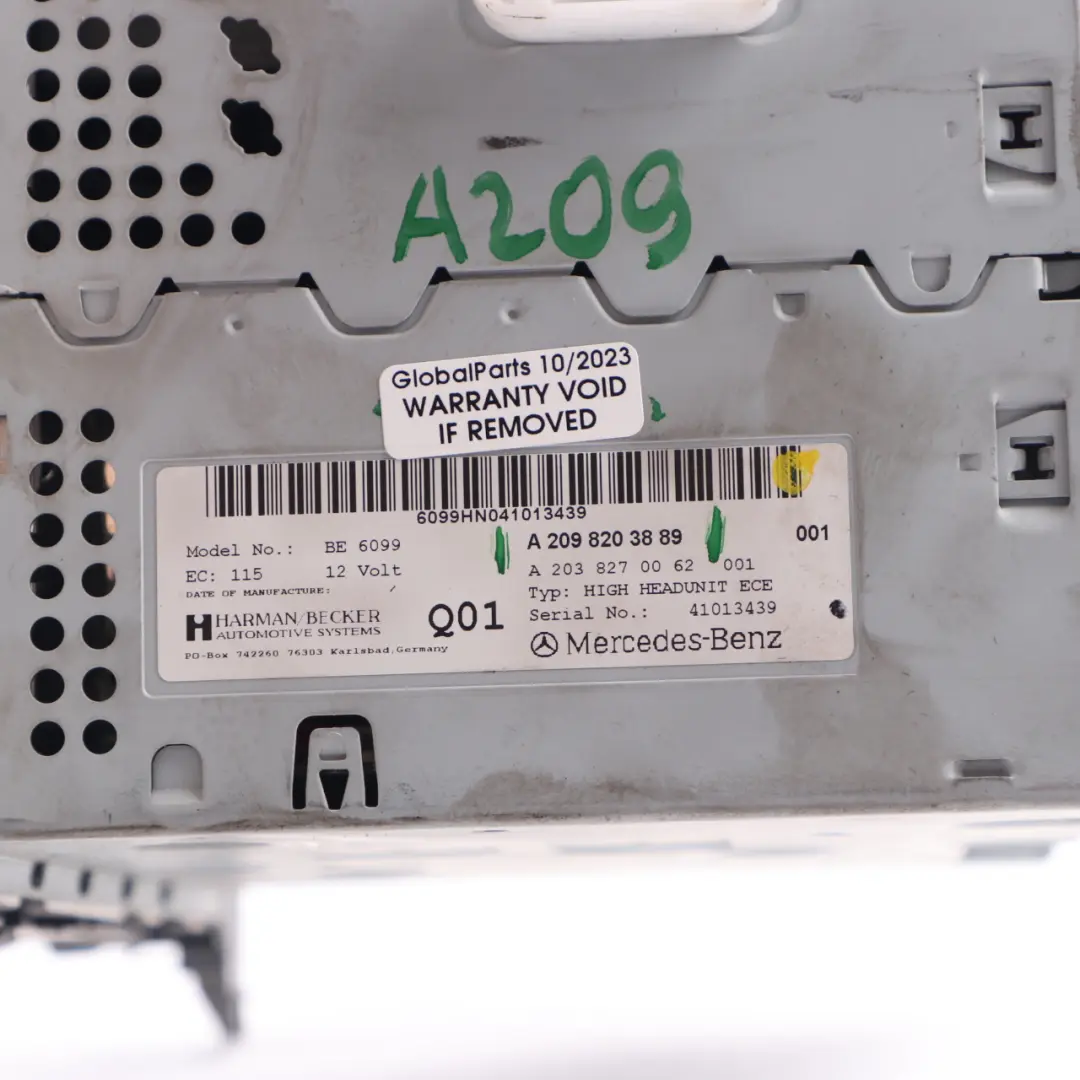 Radio CD Player COMAND Navigation Head Unit to Mercedes CLK W209 with Part number A2098203889 Mercedes CLK W209 Radio CD Player COMAND Navigation Head Unit - SKU A2098203889 - Part number A2098203889