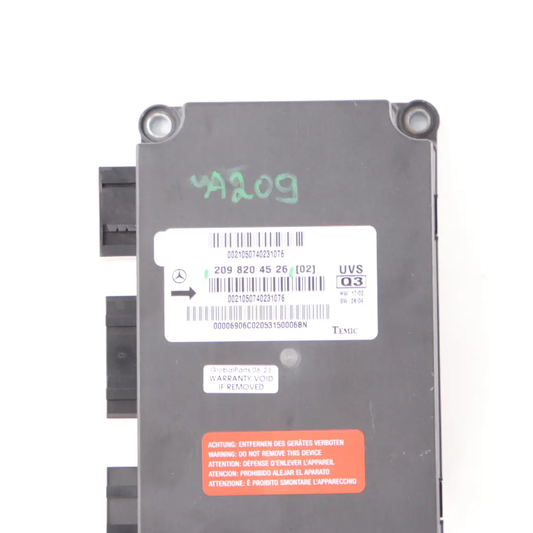 Moduł Sterownik Dachu Składanego ECU do Mercedes CLK W209 o numerze A2098204526 Mercedes CLK W209 Moduł Sterownik Dachu Składanego ECU - SKU A2098204526 - Numer Części A2098204526