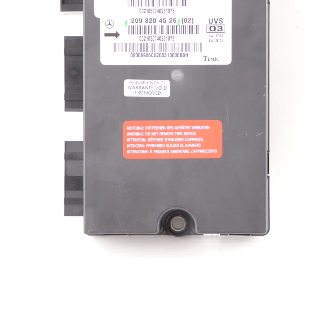 Mercedes CLK W209 Convertible Roof Top Control Unit Module ECU - SKU A2098204526 - Part number A2098204526
