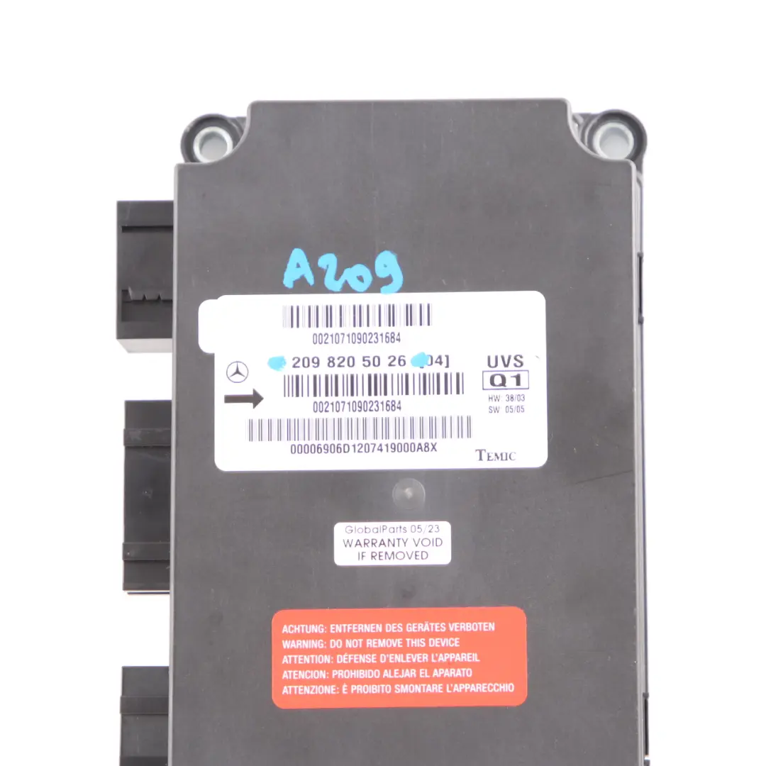 Roof Module Folding Top Control Unit ECU to Mercedes W209 Convertible with Part number A2098205026 Mercedes W209 Convertible Roof Module Folding Top Control Unit ECU - SKU A2098205026 - Part number A2098205026