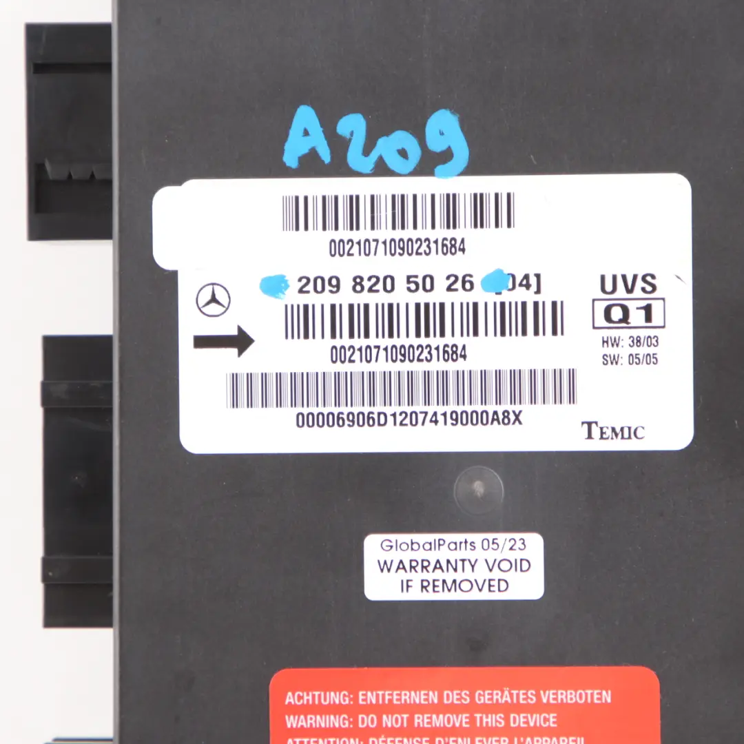 Mercedes W209 Convertible Roof Module Folding Top Control Unit ECU - SKU A2098205026 - Part number A2098205026