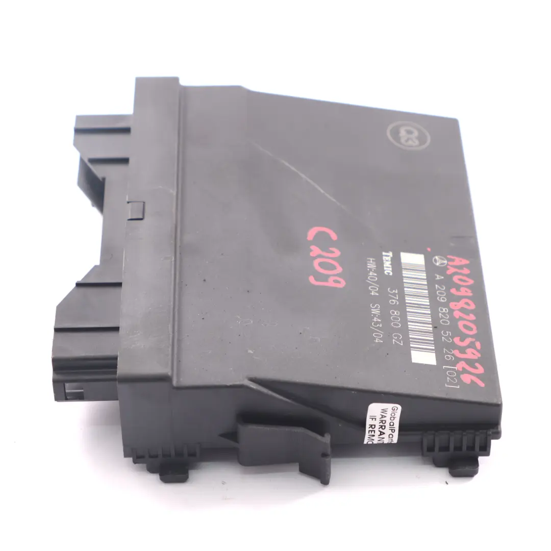 Module de contrôle carrosserie arrière BCM ECU pour Mercedes CLK C209 à propos du numéro de pièce A2098205226 Mercedes CLK C209 Module de contrôle carrosserie arrière BCM ECU - SKU A2098205226 - Numéro de pièce A2098205226