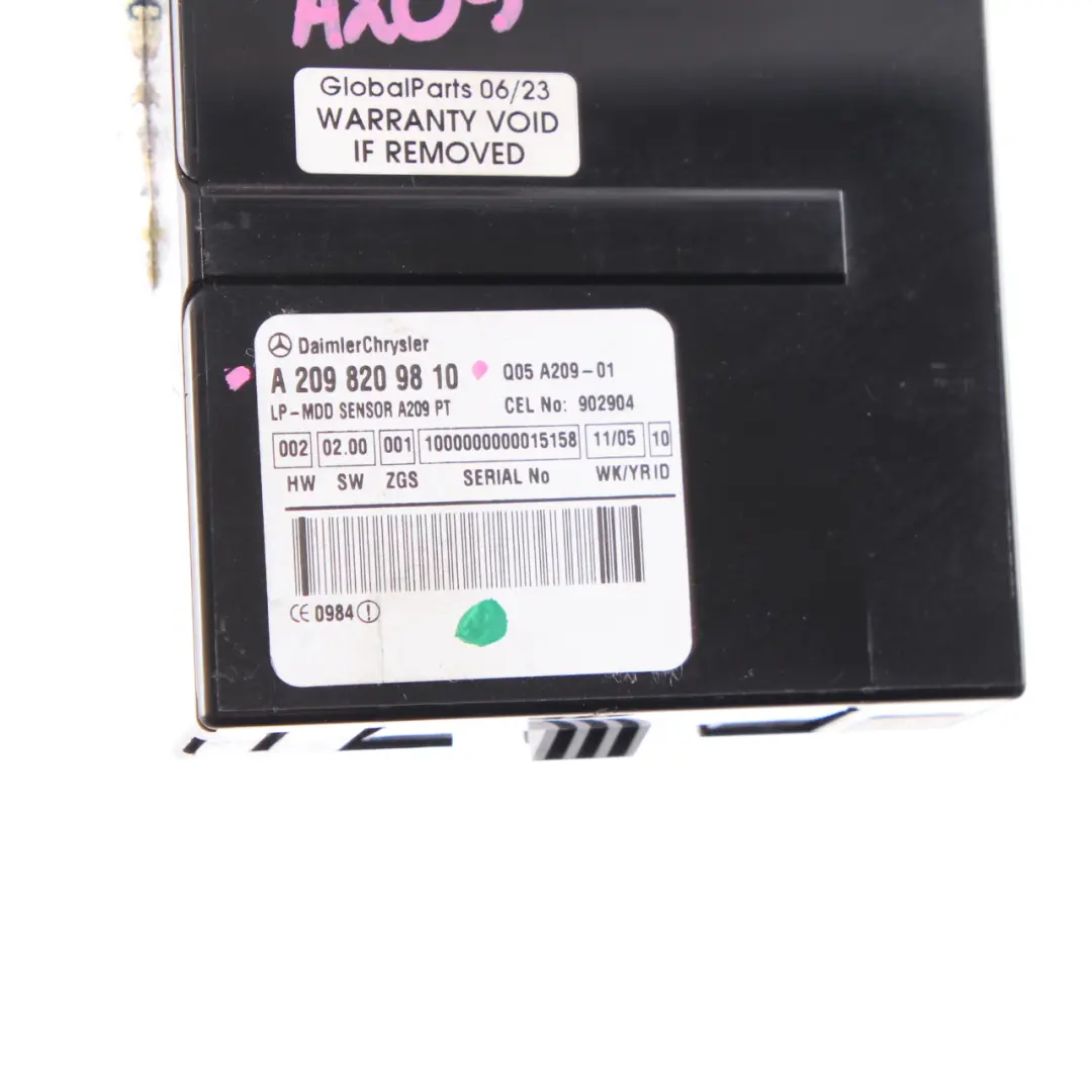 Alarma Antirrobo Sistema De Control Unidad para Mercedes CLK A209 Cabrio con número de pieza A2098209810 Mercedes CLK A209 Cabrio Alarma Antirrobo Sistema De Control Unidad - SKU A2098209810 - Número de pieza A2098209810