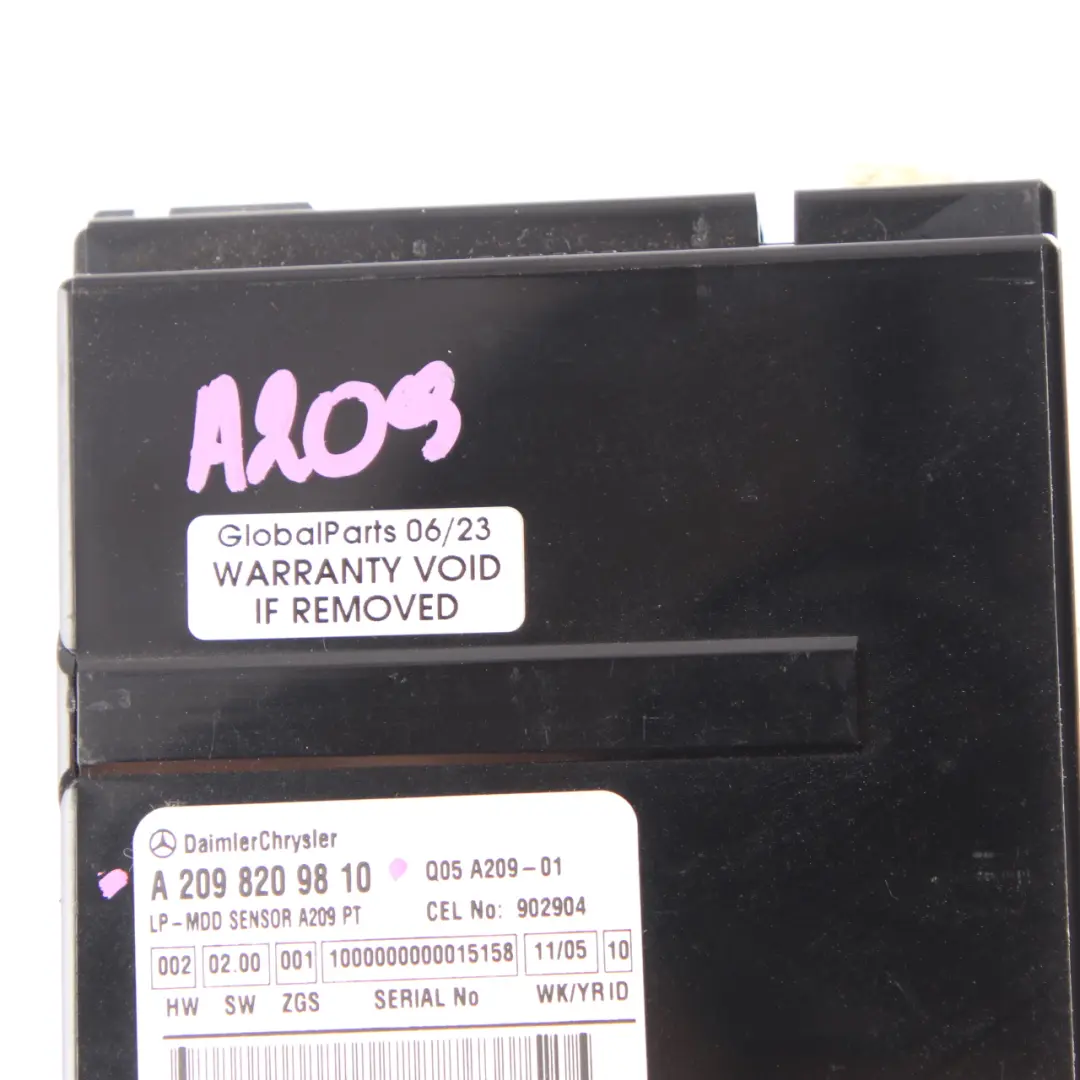 Alarma Antirrobo Sistema De Control Unidad para Mercedes CLK A209 Cabrio con número de pieza A2098209810 Mercedes CLK A209 Cabrio Alarma Antirrobo Sistema De Control Unidad - SKU A2098209810 - Número de pieza A2098209810