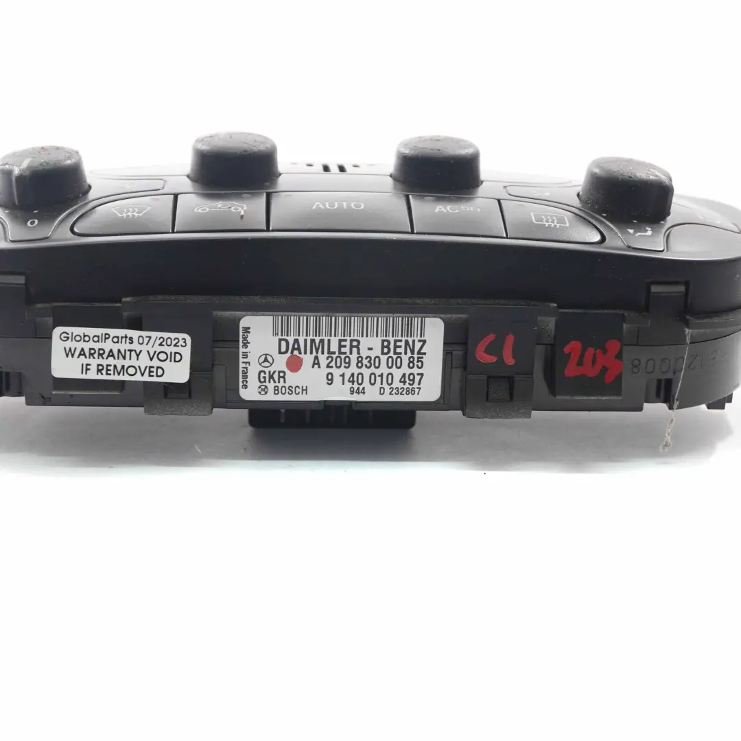  Pannello controllo clima Mercedes W203 W209 Interruttore Air Con A/C - SKU A2098300085 - Numero di parte A2098300085