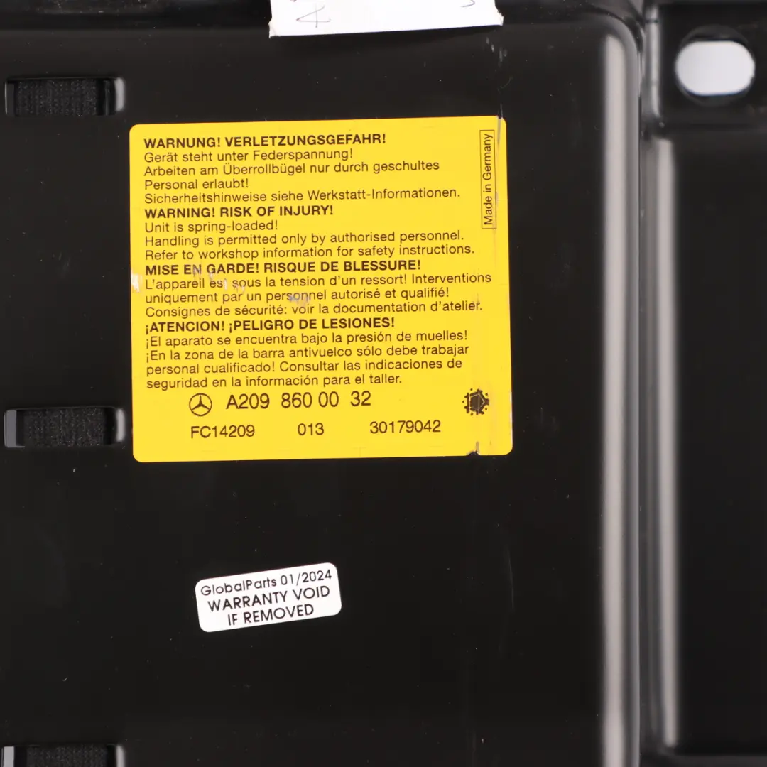 Mercedes W209 Cabrio A209 Appui-tête arrière Arceau de sécurité pour appui-tête - SKU A2098600032-1 - Numéro de pièce A2098600032