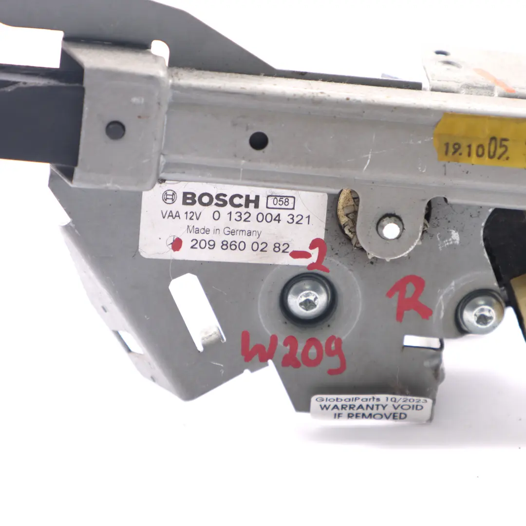 Mercedes C209 Seat Belt Feeder Motor Handover Arm Right O/S - SKU A2098600282-2 - Part number A2098600282