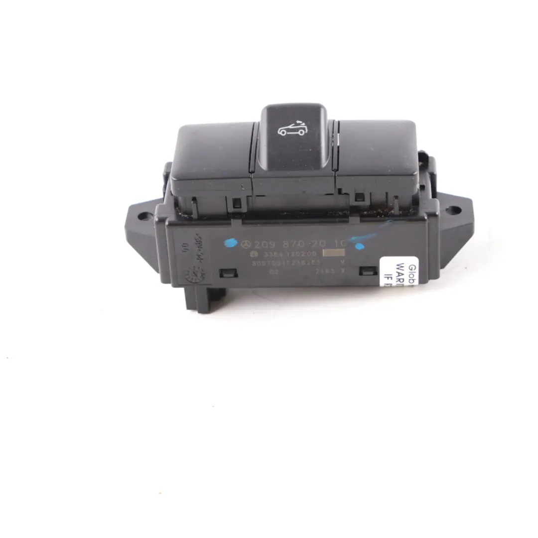 Tetto pieghevole Interruttore Pulsante per Mercedes CLK W209 Cabrio con numero di parte A2098702010 Mercedes CLK W209 Cabrio Tetto pieghevole Interruttore Pulsante - SKU A2098702010 - Numero di parte A2098702010