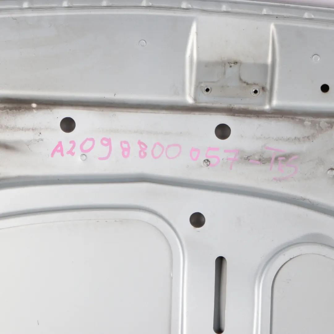 Hood Bonnet Trim Panel Engine Cover Tellurium Silver - 762 to Mercedes CLK W209 with Part number A2098800057 Mercedes CLK W209 Hood Bonnet Trim Panel Engine Cover Tellurium Silver - 762 - SKU A2098800057-TES - Part number A2098800057