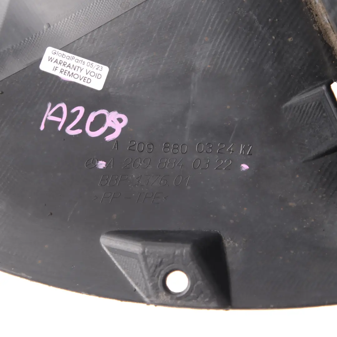 Mercedes W209 Wheel Arch CLK Front Left N/S Cover Housing Front Section Bottom - SKU A2098840322 - Part number A2098840322