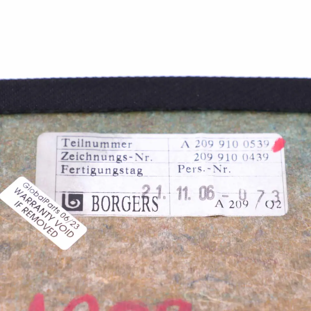 Mercedes W209 Panneau arrière de siège Dossier avant Cache arrière - SKU A2099100539 - Numéro de pièce A2099100539