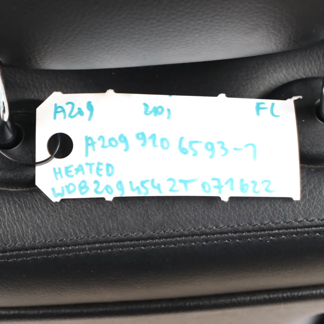 Front Seat Left N/S Heated Leather Nappa Black to Mercedes A209 Convertible with Part number A2099106593 Mercedes A209 Convertible Front Seat Left N/S Heated Leather Nappa Black - SKU A2099106593-1 - Part number A2099106593