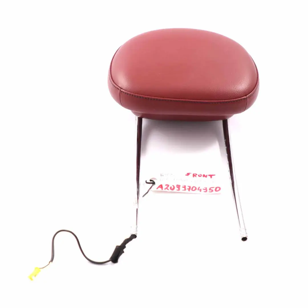 Headrest Front Left Right N/O/S Red Leather Head Rest to Mercedes W209 Seat with Part number A2099704950 Mercedes W209 Seat Headrest Front Left Right N/O/S Red Leather Head Rest - SKU A2099704950 - Part number A2099704950