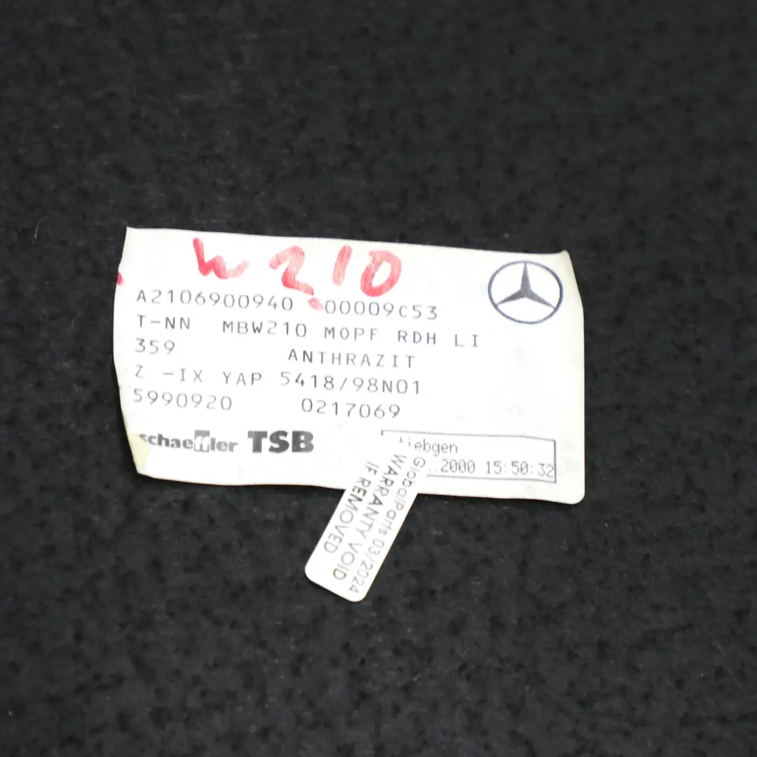 Plateau Mercedes W210 Coffre à bagages Coffre gauche Plateau - SKU A2106900940 - Numéro de pièce A2106900940