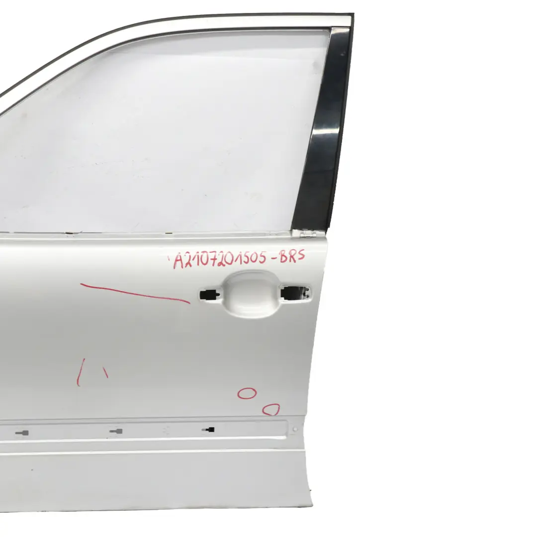 Mercedes-Benz E-Class W210 Door Front Left N/S Brilliant Silver Metallic - 744 to with Part number A2107201505 Mercedes-Benz E-Class W210 Door Front Left N/S Brilliant Silver Metallic - 744 - SKU A2107201505-BRS - Part number A2107201505