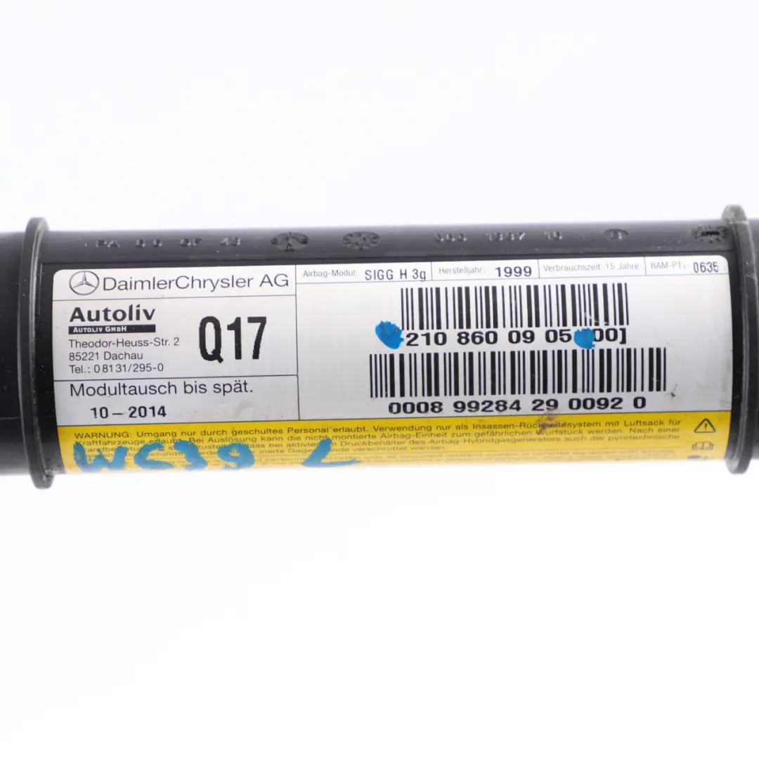 Mercedes W210 Airbag de tête Rideau de toit gauche Air Bag - SKU A2108600905 - Numéro de pièce A2108600905