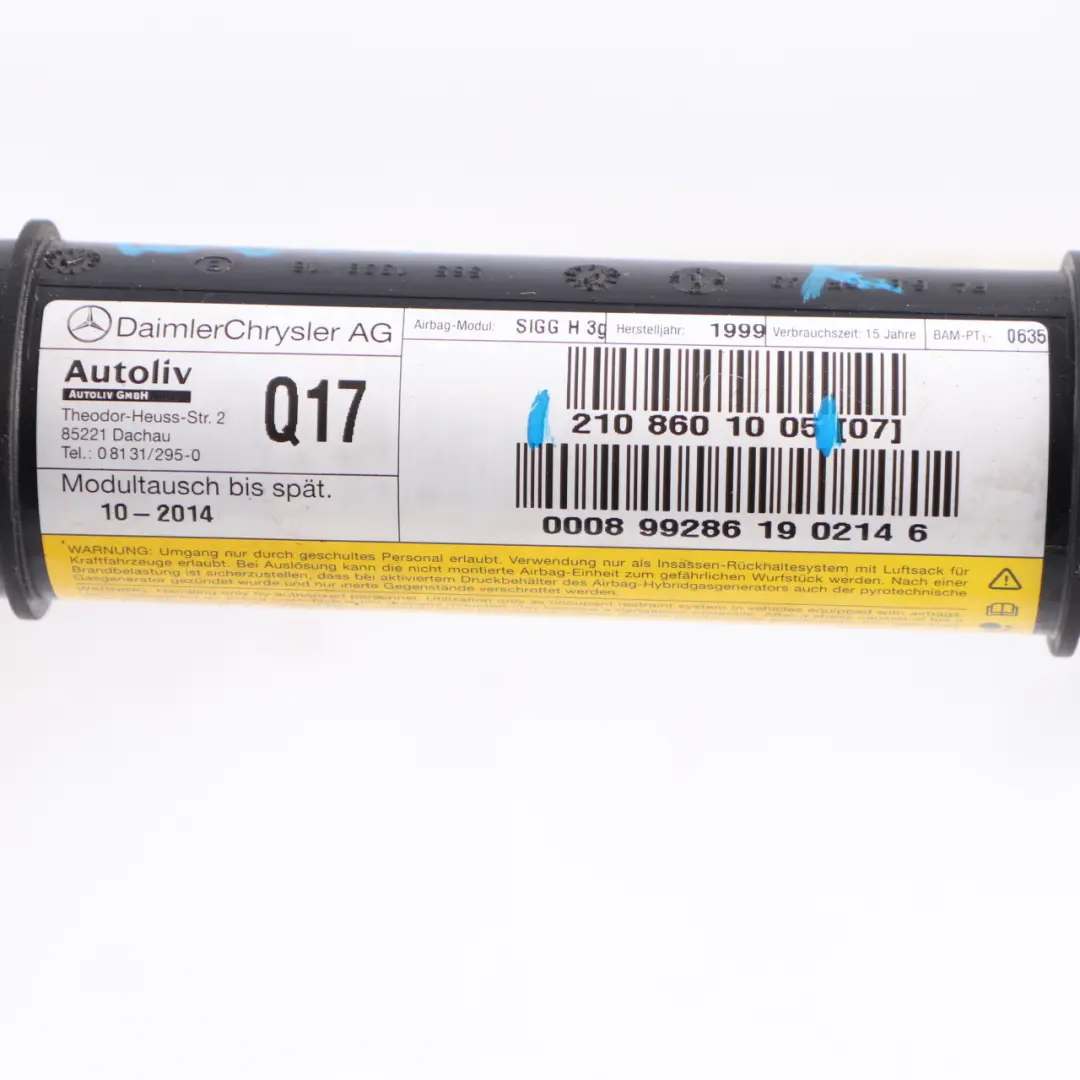 Mercedes W210 Airbag de cabeza de cortina techo derecho Air Bag - SKU A2108601005 - Número de pieza A2108601005