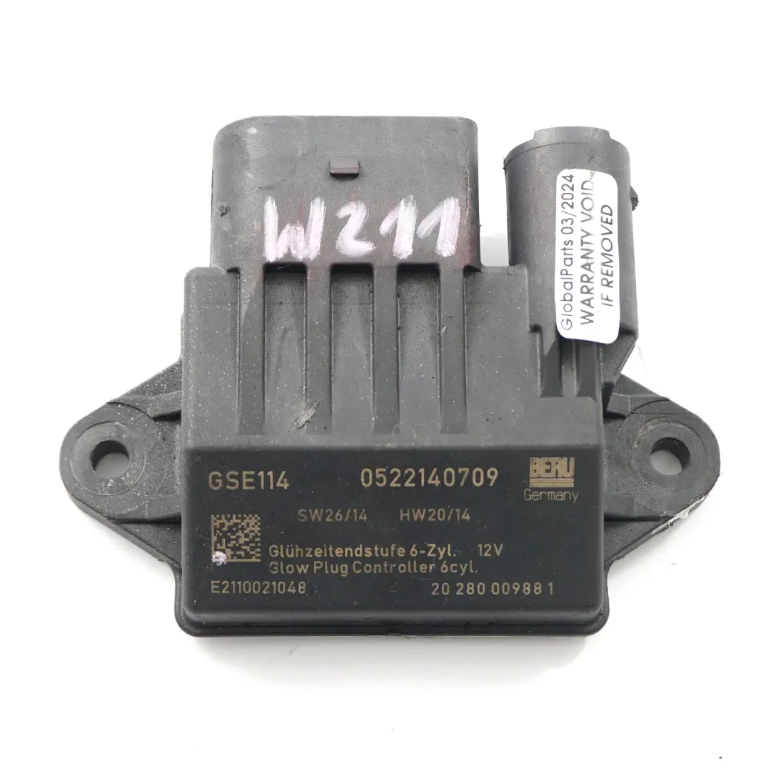 Glow Plug Diesel Relay Unit Control Module to Mercedes W211 with Part number A2110021048 Mercedes W211 Glow Plug Diesel Relay Unit Control Module - SKU A2110021048 - Part number A2110021048