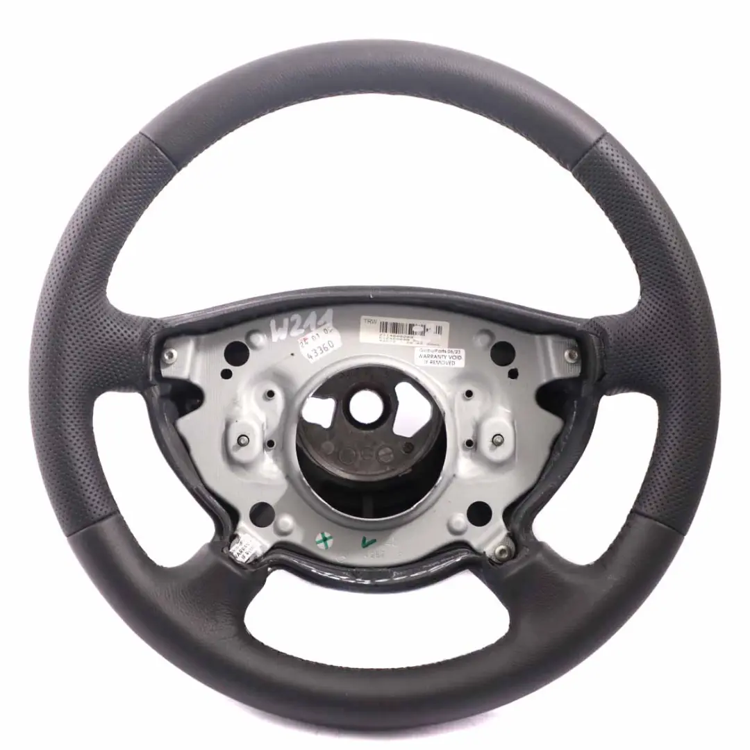 NUEVO volante de cuero negro con hilos negros para Mercedes W211 con número de pieza A2114600203 Mercedes W211 NUEVO volante de cuero negro con hilos negros - SKU A2114600203-1 - Número de pieza A2114600203